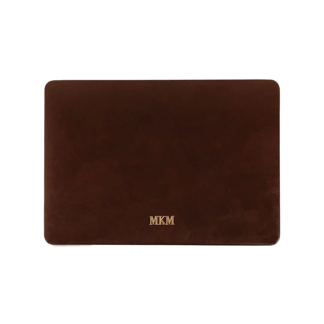 Macbook Series - Smooth Leather Hard Shell Case - Dark Brown